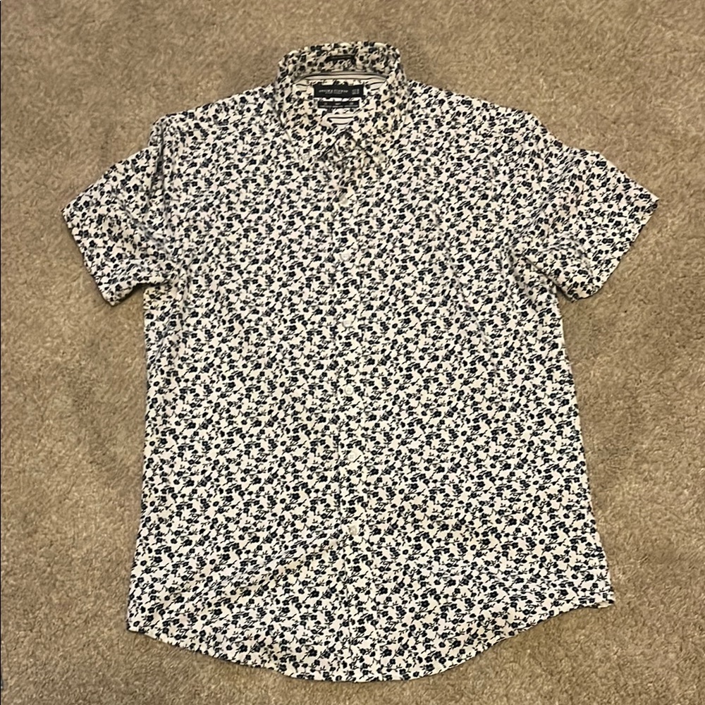 Men's Black,navy and White Floral Shirt